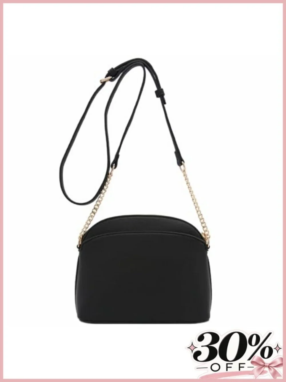 Faux Leather Small Dome Crossbody Bag with Chain Strap Adjustable